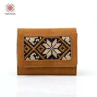Honey Leather Embroidered Compact Wallet