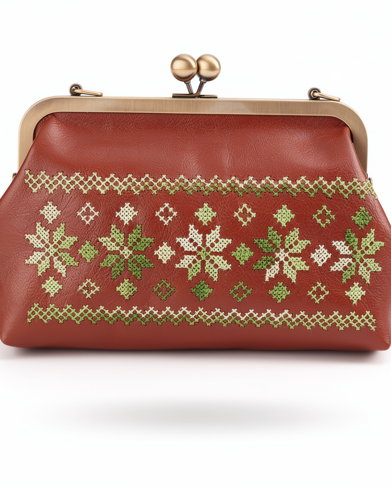 Eight-Point Star Tatreez Bag in Terracotta