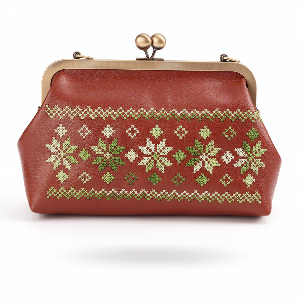 Eight-Point Star Tatreez Bag in Terracotta