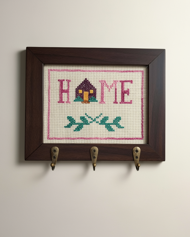 "Home" Cross-Stitch Key Holder