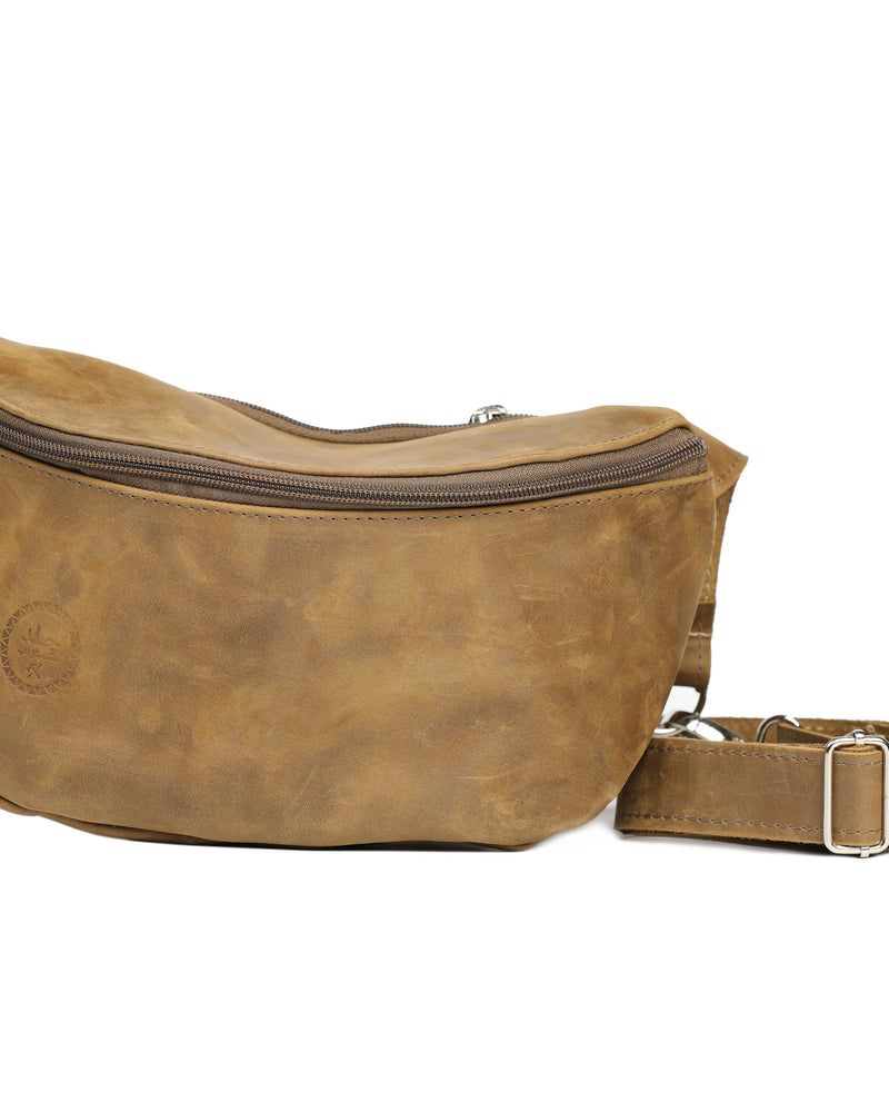 Leather Fanny Pack - Grey Suede