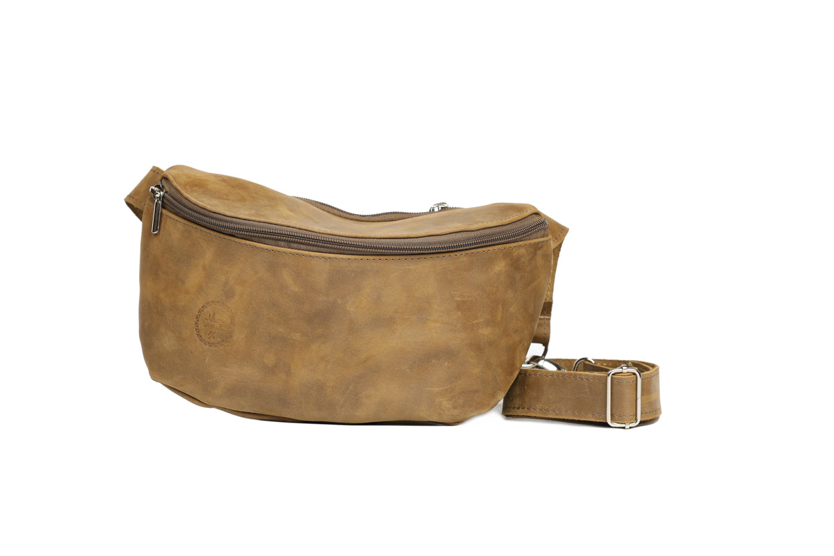 Leather Fanny Pack - Grey Suede