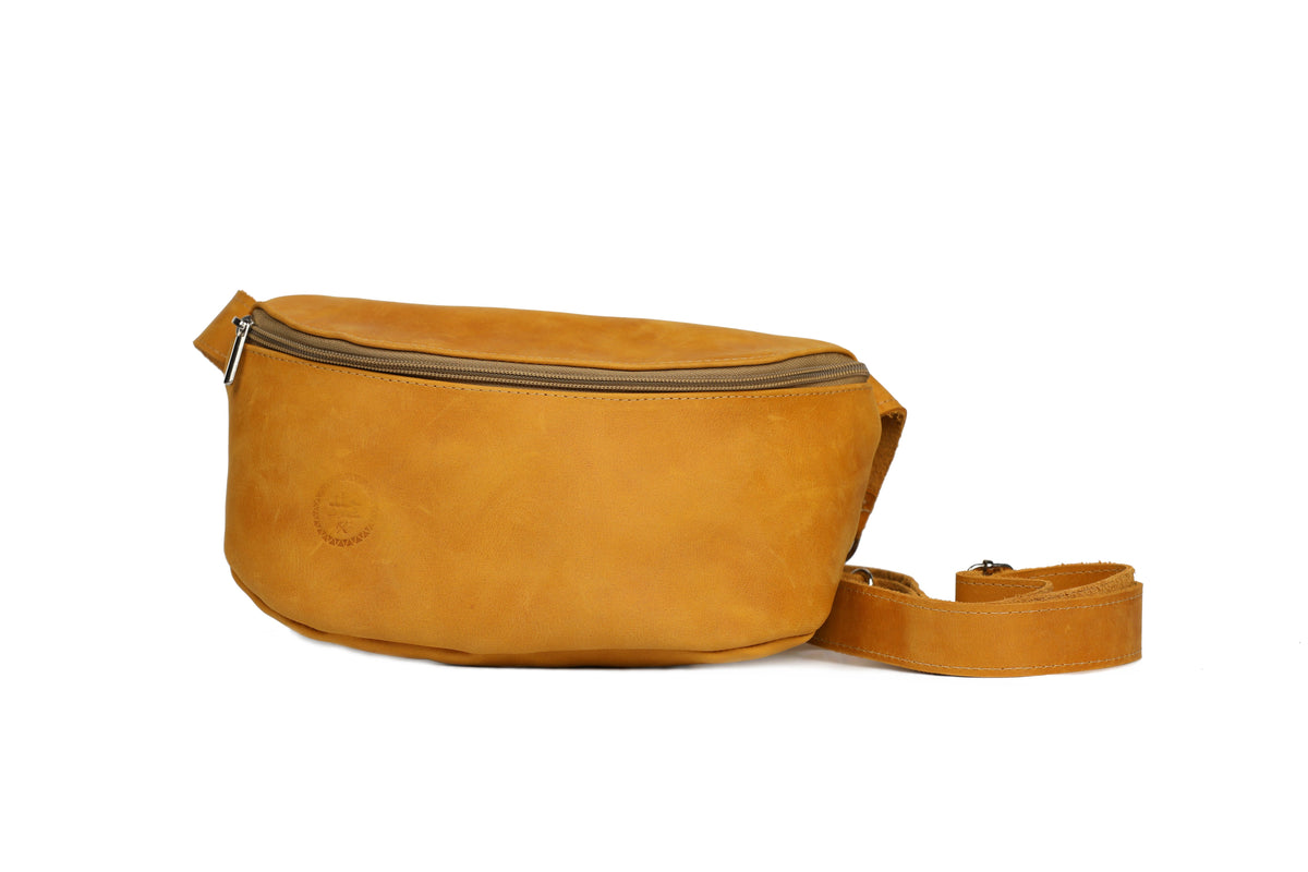 Leather Fanny Pack - Mustard Suede