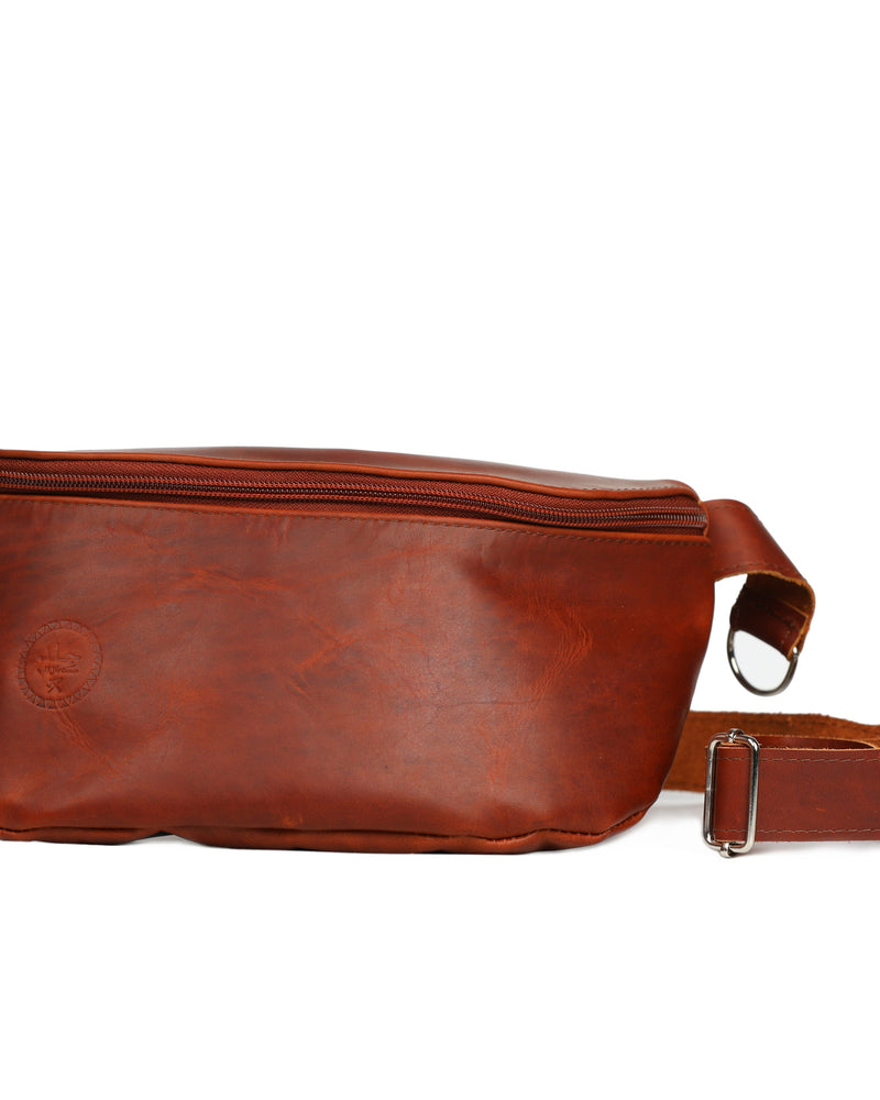 Leather Fanny Pack - Red Brown