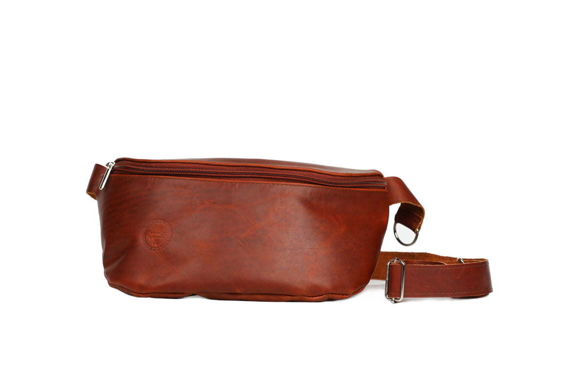 Leather Fanny Pack - Red Brown