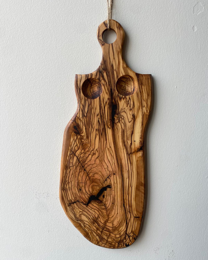 Olivewood Cutting Board – Paddle with Dip Wells