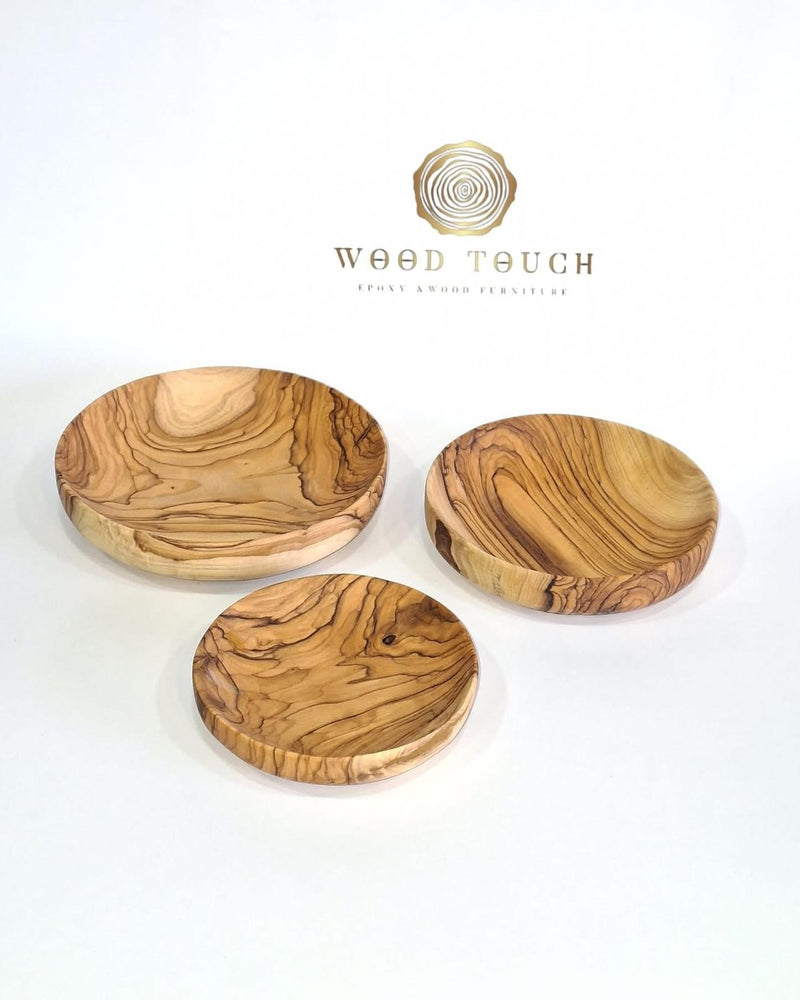 Olivewood Round Plates – Set of 3