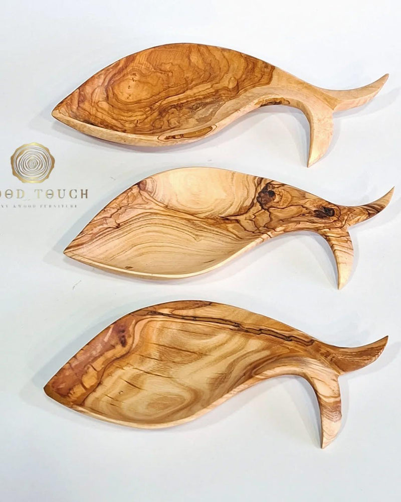 Olivewood Fish-Shaped Dishes – Set of 3