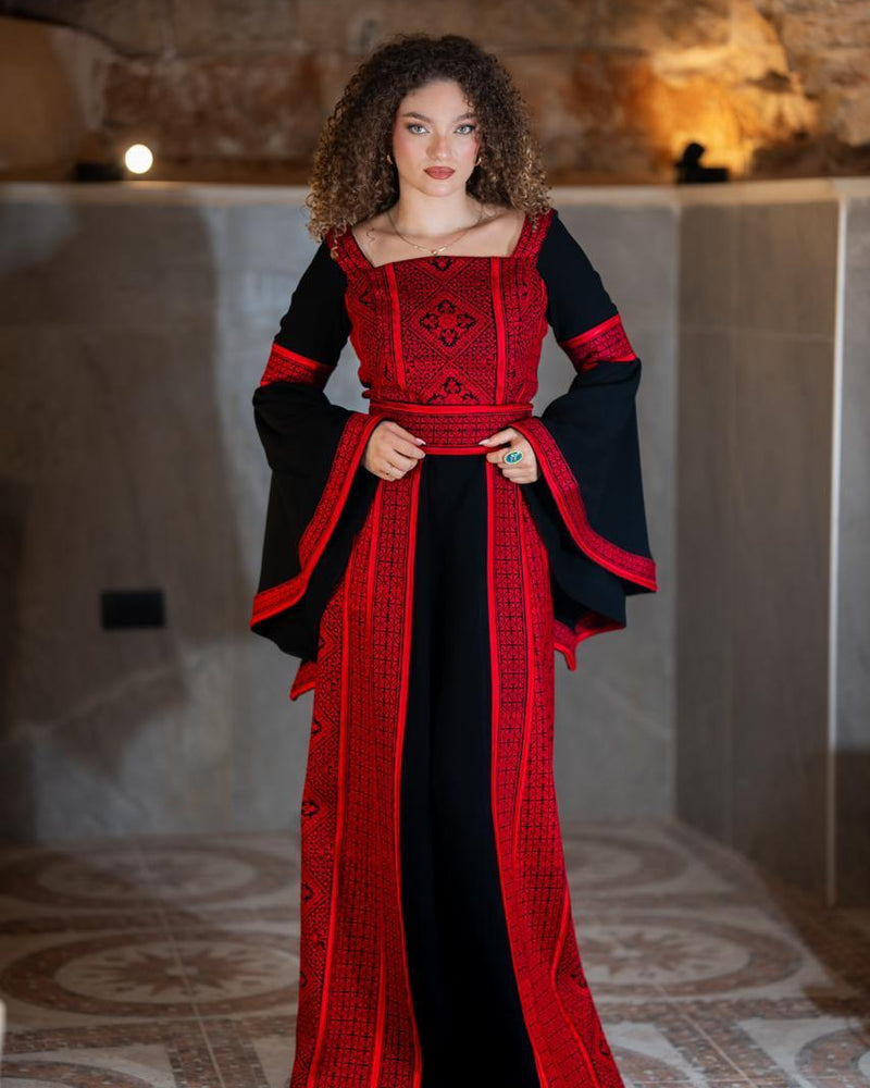Black & Red Tatreez Thobe