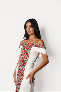 White Floral Off-Shoulder Dress