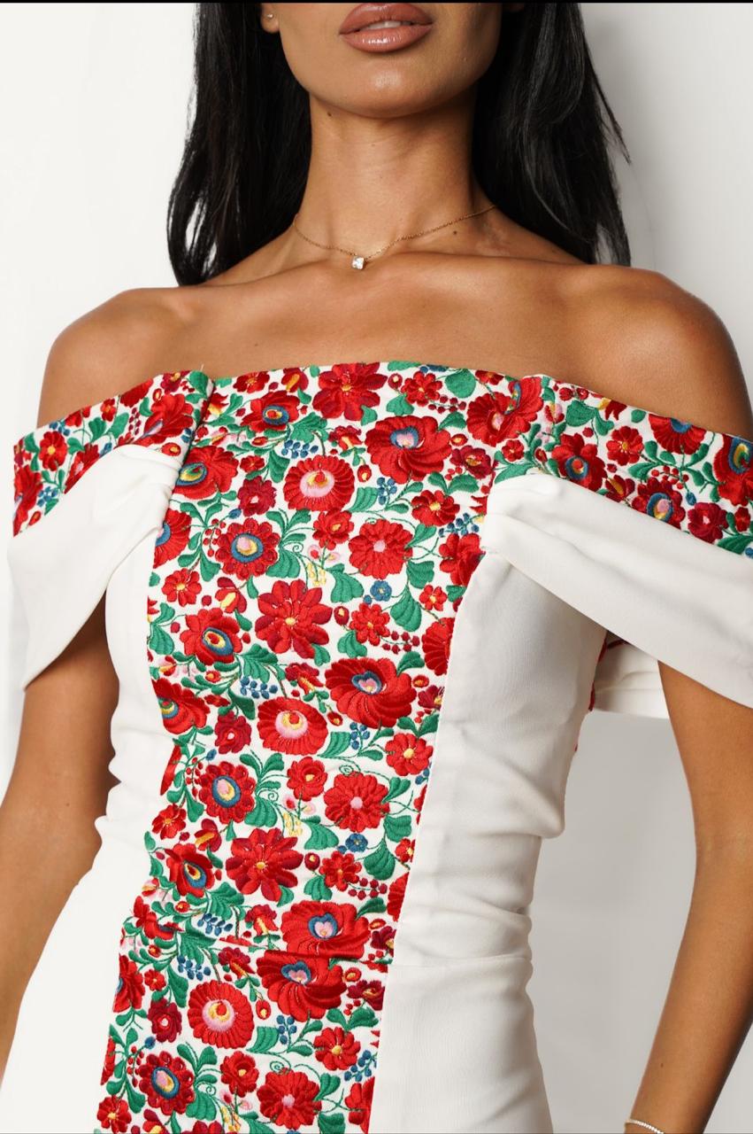 White Floral Off-Shoulder Dress