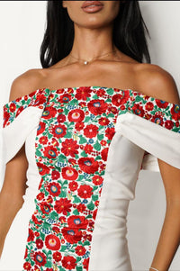 White Floral Off-Shoulder Dress