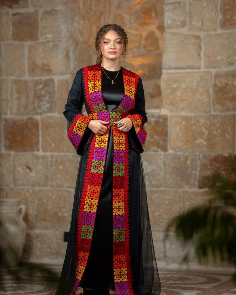 Black Tatreez Abaya