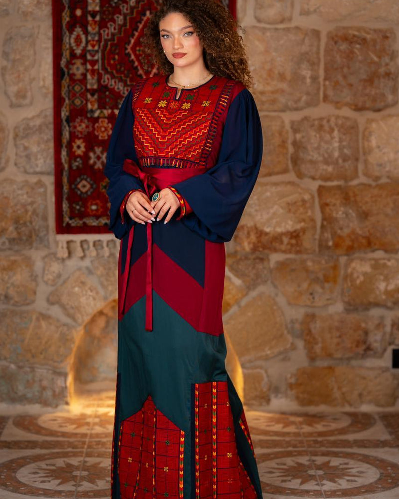 Maroon & Green Tatreez Thobe
