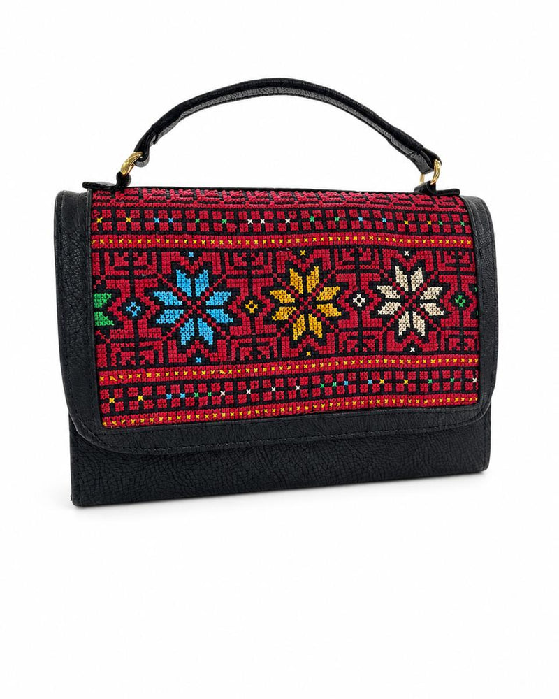Black Leather Tatreez Handbag