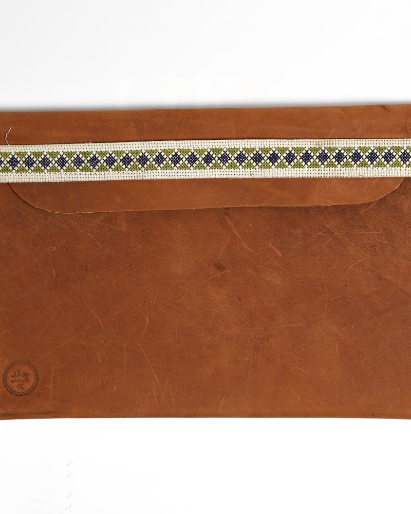 Leather Laptop Sleeve - Camel (Embroidered)