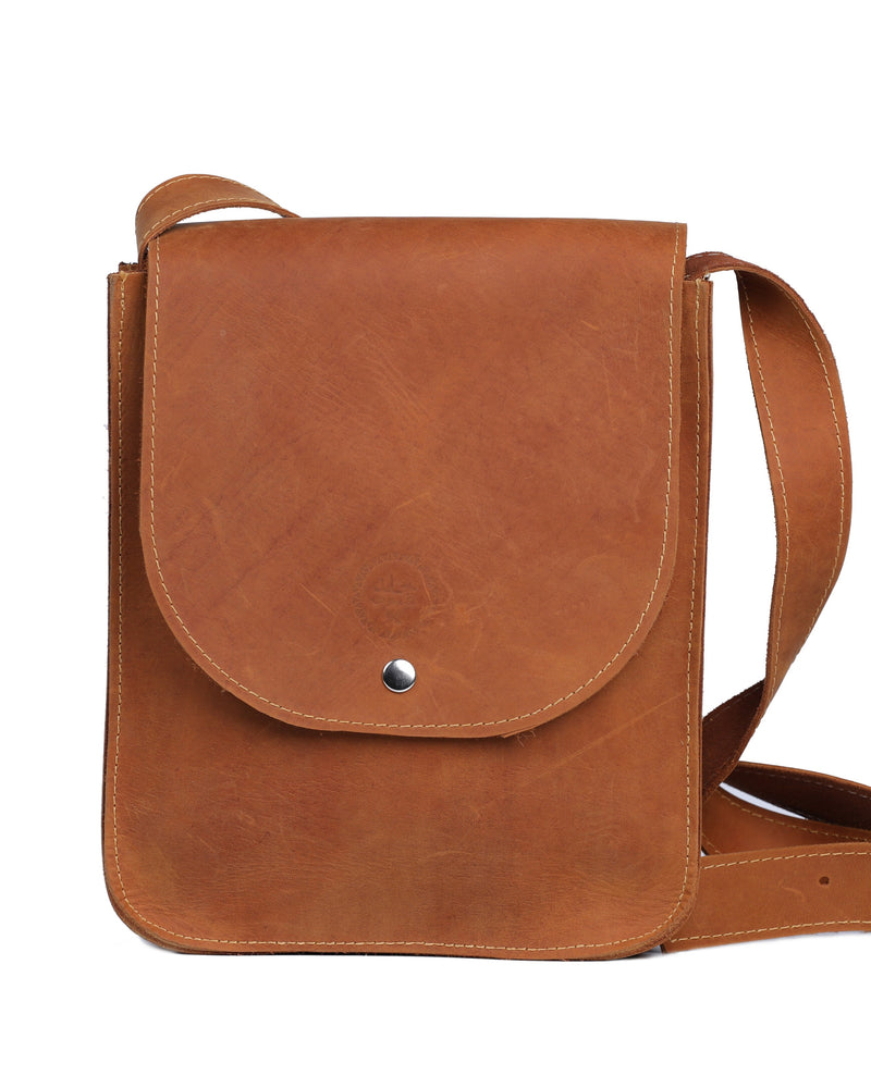 Leather Messenger Bag - Tan