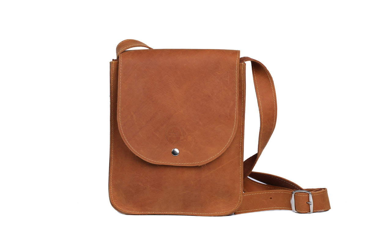 Leather Messenger Bag - Tan