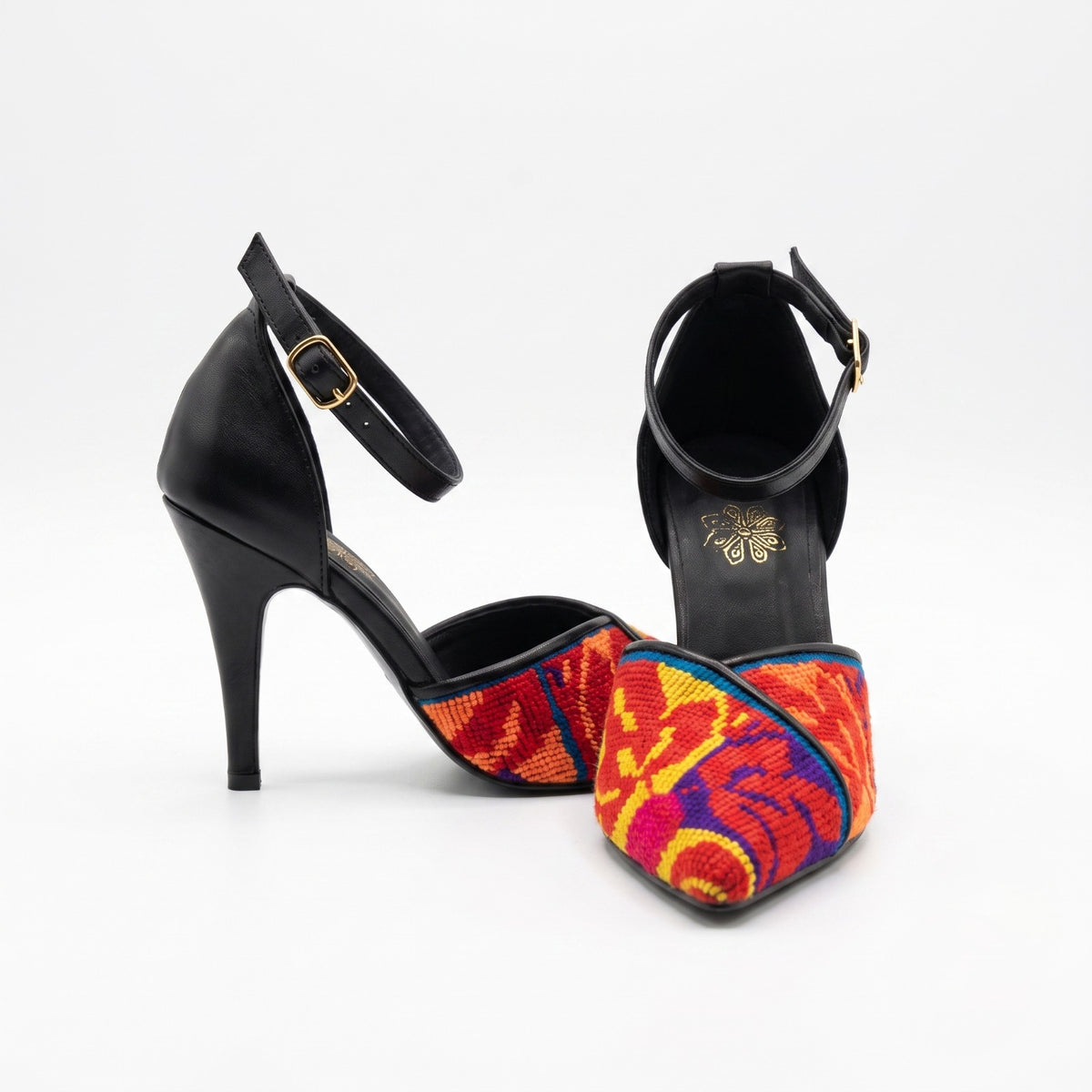 Tatreez Ankle-Strap Heels – Sunset Multicolor