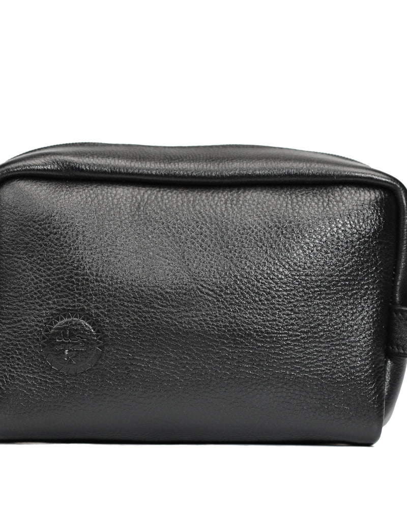 Leather Toiletry Bag - Black