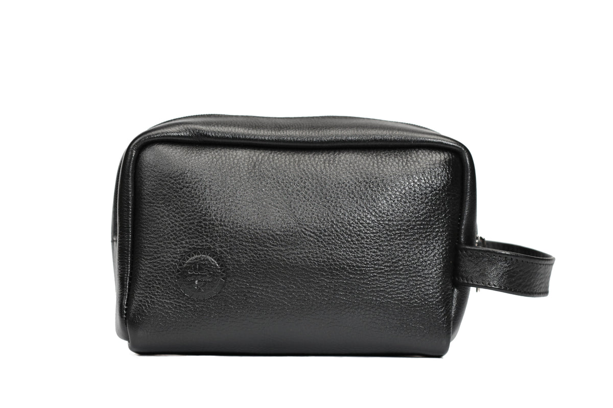 Leather Toiletry Bag - Black