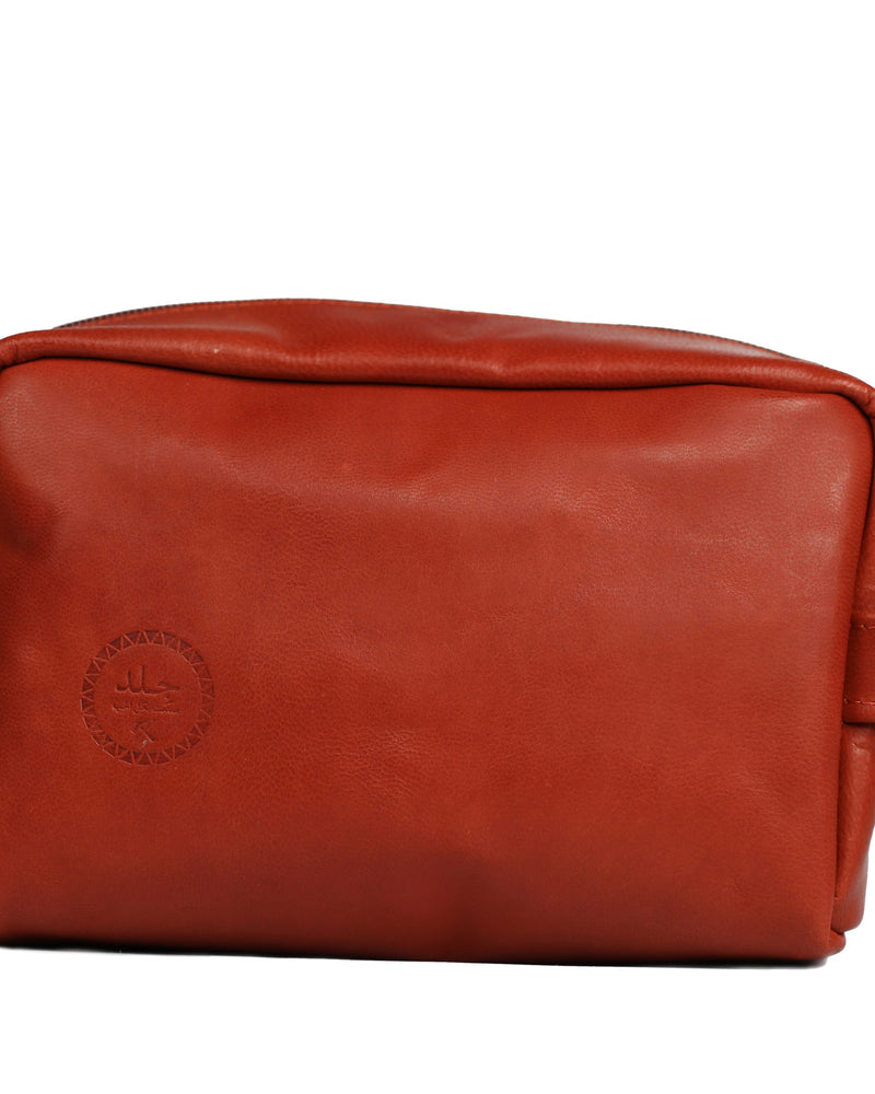 Leather Toiletry Bag - Brown