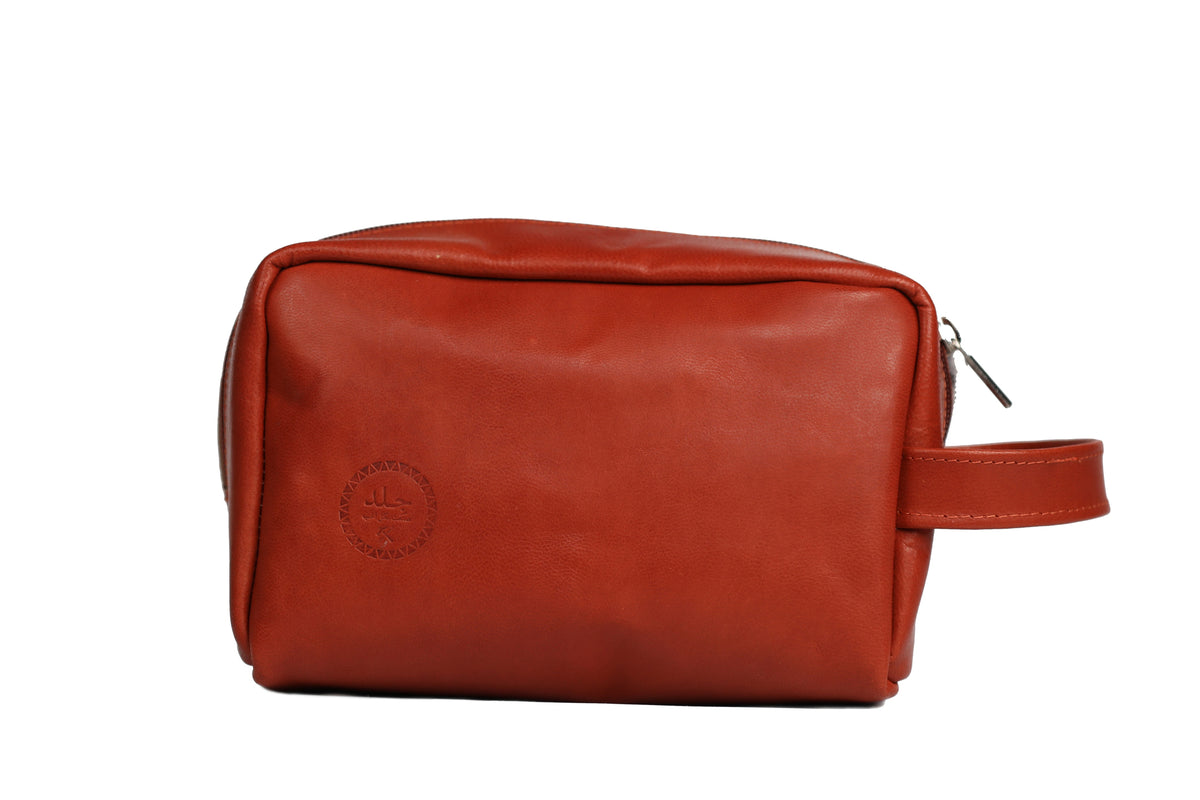 Leather Toiletry Bag - Brown