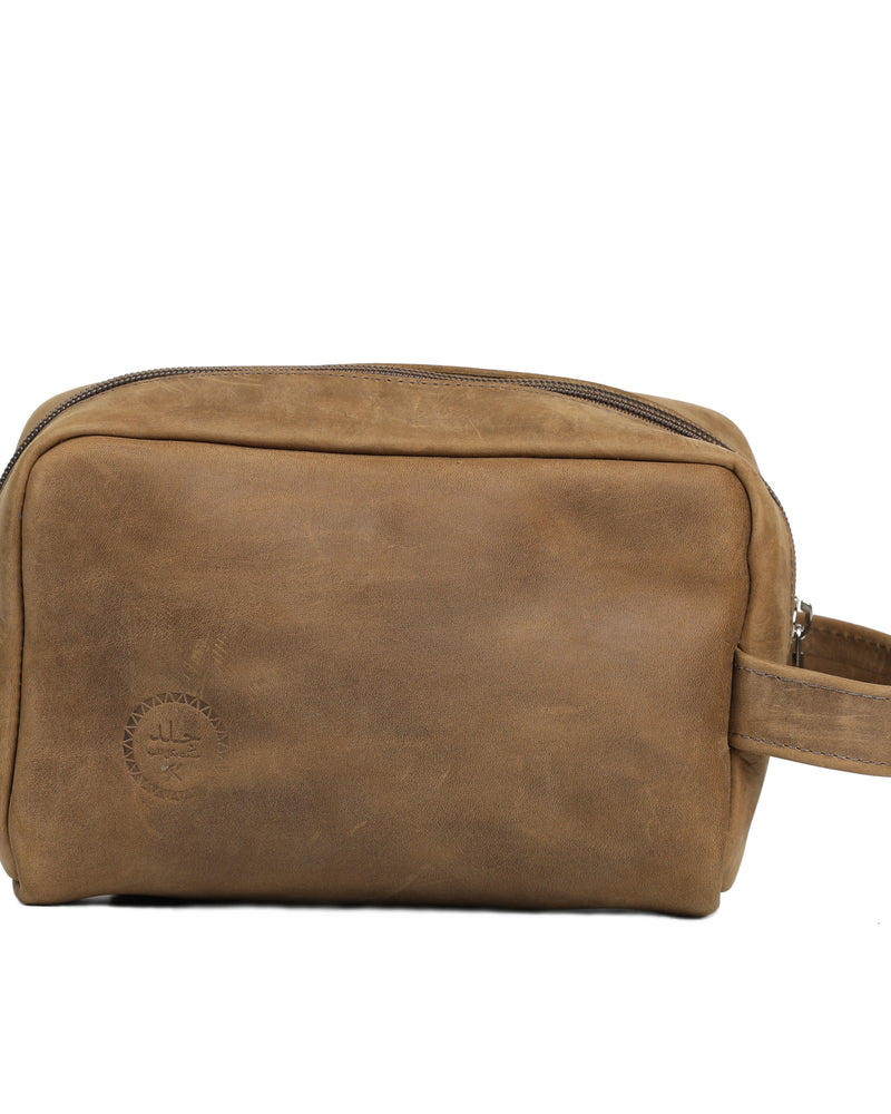 Leather Toiletry Bag - Charcoal