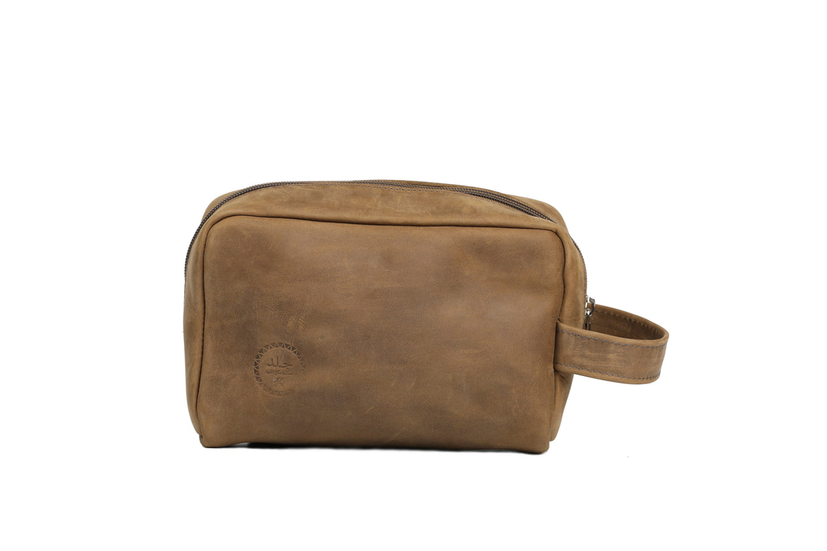 Leather Toiletry Bag - Charcoal