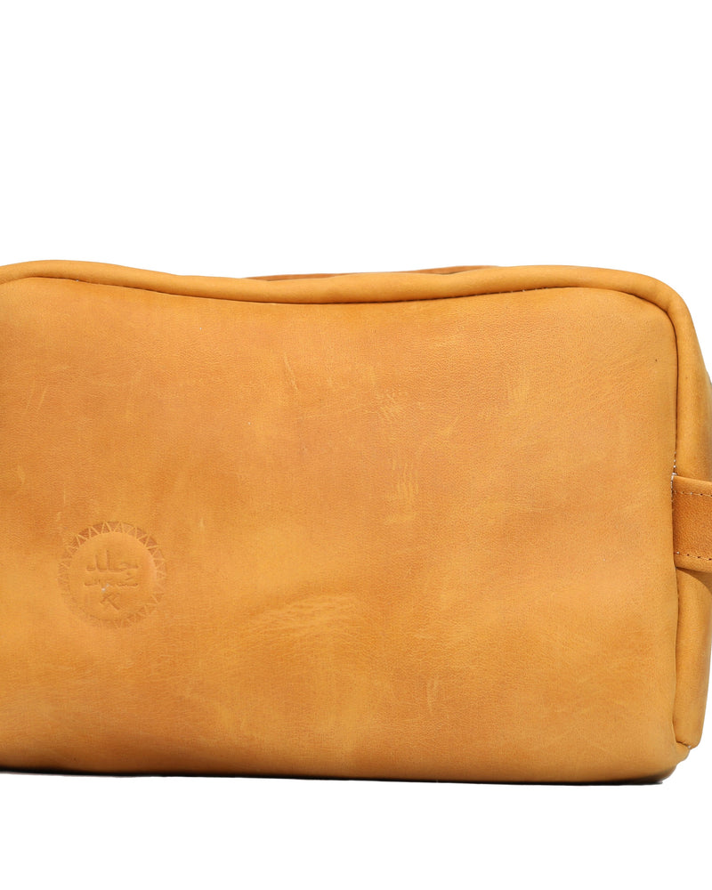 Leather Toiletry Bag - Mustard