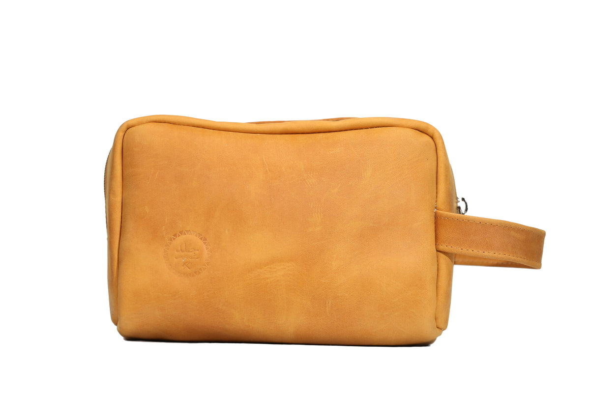 Leather Toiletry Bag - Mustard