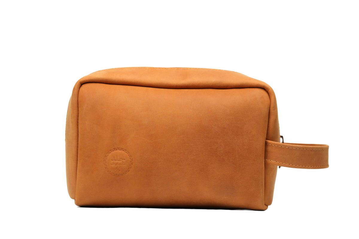 Leather Toiletry Bag - Tan