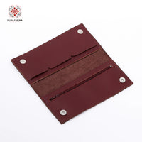 Maroon Leather Embroidered Long Wallet
